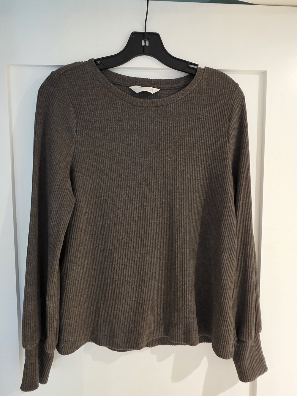 LC Lauren Conrad Ribbed Crewneck Sweater in Olive
